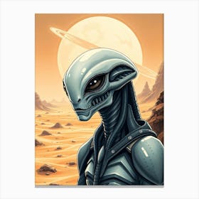 Dark Grey Alien on a Desert Planet Canvas Print