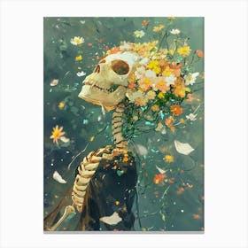 Skeleton With Flowers 1 Canvas Print