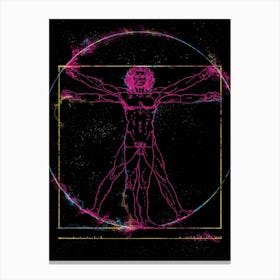 Vitruvian Man Neon Canvas Print