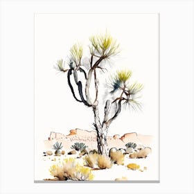 Joshua Trees In Grand Canyon Minimilist Watercolour  (2) Canvas Print