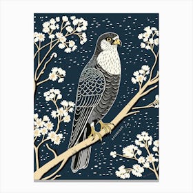 B&W Bird Linocut Eurasian Sparrowhawk 4 Canvas Print