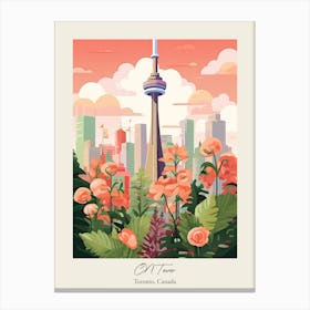 Cn Tower   Toronto, Canada   Cute Botanical Illustration Travel 1 Poster Canvas Print