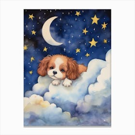 Baby Puppy 1 Sleeping In The Clouds Canvas Print