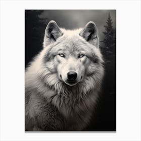 Himalayan Wolf Portrait Black And White 3 Canvas Print