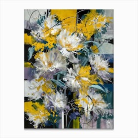 Abstract Vibrant Yellow And White Flowers On A Contrasting Backdrop Canvas Print