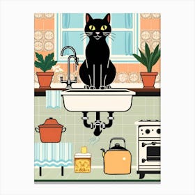 Cat In The Kitchen 2 Canvas Print