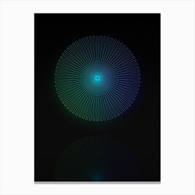 Neon Blue and Green Abstract Geometric Glyph on Black n.0447 Canvas Print