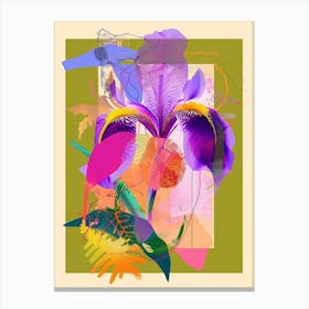Iris 2 Neon Flower Collage Canvas Print