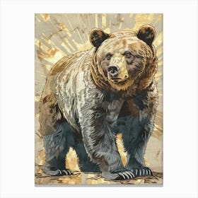 Brown Bear Precisionist Illustration 4 Canvas Print