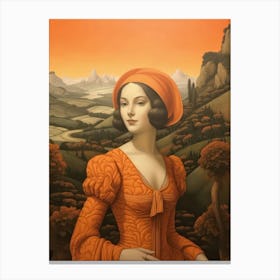 Lady In An Orange Dress Canvas Print