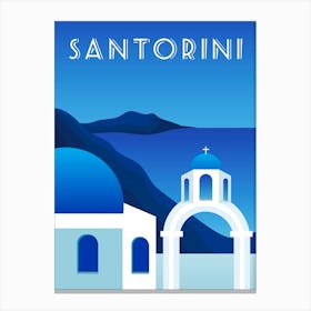 Greece, Santorini — Retro travel minimalist poster 6 Canvas Print