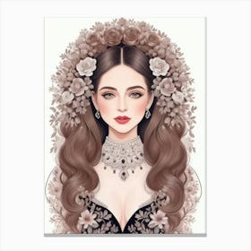 Portrait Of A Woman With Flowers  Canvas Print