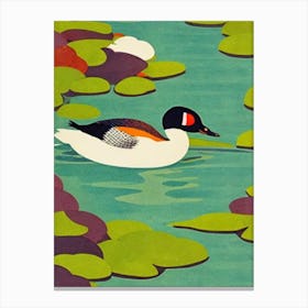 Grebe 2 Midcentury Illustration Bird Canvas Print