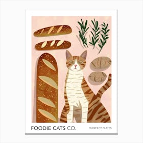 Foodie Cats Co Cat And Baguette 2 Canvas Print