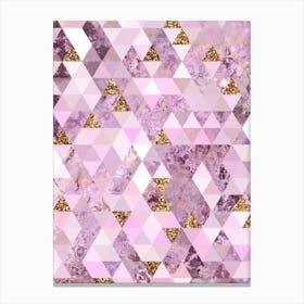 Abstract Triangle Geometric Pattern in Pink and Glitter Gold n.0005 Canvas Print