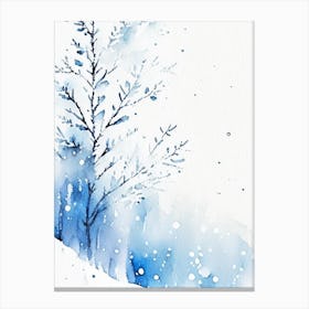 Winter Scenery, Snowflakes, Minimalist Watercolour 1 Canvas Print