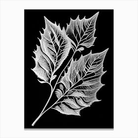 Sweet Birch Leaf Linocut 2 Canvas Print