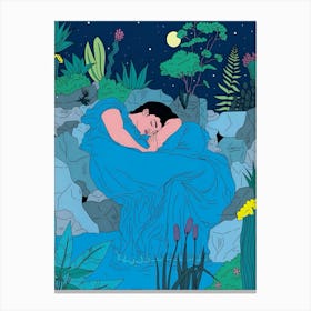 Girl Sleeping In The Moonlight Canvas Print