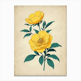 Yellow Peony Flower Canvas Print