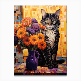 Cat With Flowers 3 Canvas Print