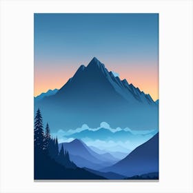 Misty Mountains Vertical Composition In Blue Tone 140 Canvas Print