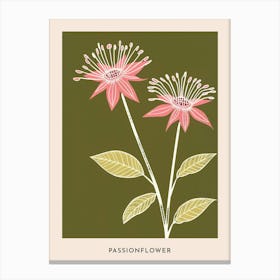 Pink & Green Passionflower 1 Flower Poster Canvas Print