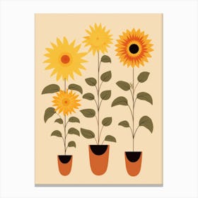 Sunflowers In Pots Canvas Print