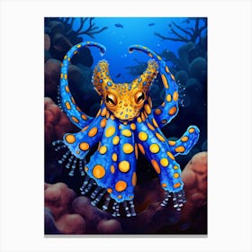Southern Blue Ringed Octopus Illustration 2 Canvas Print