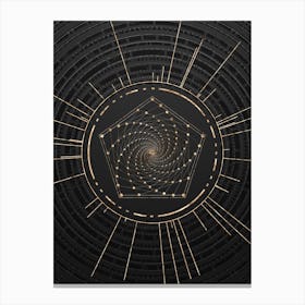 Geometric Glyph Symbol in Gold with Radial Array Lines on Dark Gray n.0133 Canvas Print