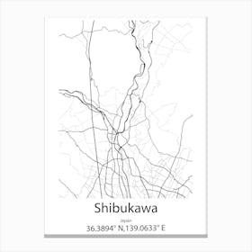 Shibukawa,Japan Minimalist Map Canvas Print