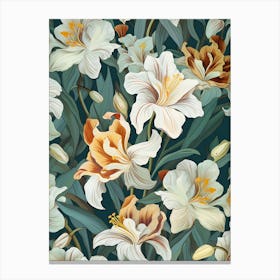 Seamless Pattern With Lilies Leinwandbilder