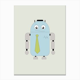 Robot With A Tie Robot Drawing Android Futuristic Canvas Print
