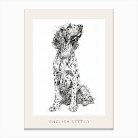 English Setter Dog Line Sketch 1 Poster Canvas Print