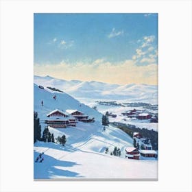 Perisher, Australia Vintage Skiing Poster Canvas Print