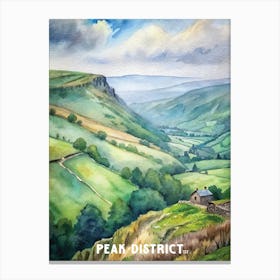 Peak District National Park Watercolor Painting Canvas Print