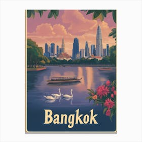 Aihrgdesign A Mid Century Modern Travel Poster For Bangkok Canvas Print