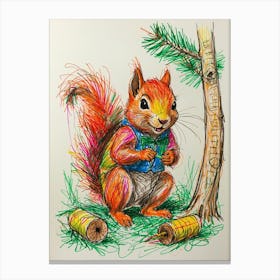 Squirrel In The Woods Canvas Print