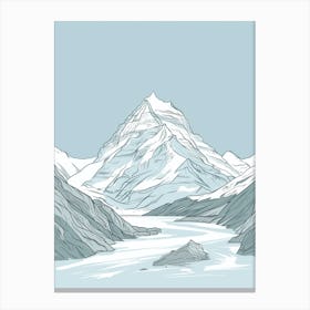 Mount Robson Canada Color Line Drawing (8) Canvas Print