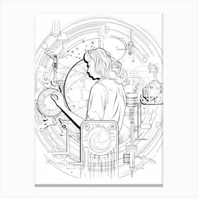 Line Art Inspired By The Creation Of The World And Other Business 2 Canvas Print