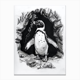 African Penguin Exploring Underwater Caves 4 Canvas Print