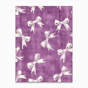 White And Purle Bows 3 Pattern Canvas Print