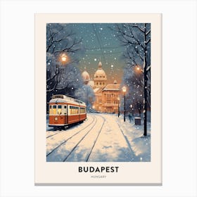 Winter Night  Travel Poster Budapest Hungary 2 Canvas Print