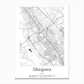 Okegawa,Japan Minimalist Map Canvas Print