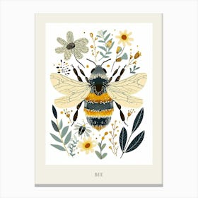 Colourful Insect Illustration Bee 13 Poster Canvas Print