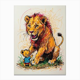 Default Draw Me A Dramatic Oil Painting Of A Lion Cub Playfull 0 Canvas Print