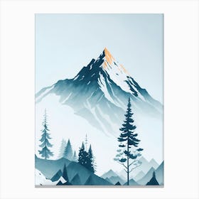 Mountain And Forest In Minimalist Watercolor Vertical Composition 361 Canvas Print