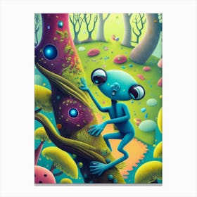 Alien Child Climbing A Tree Canvas Print