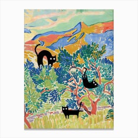 Cats In Famous Gardens Derain Mountains At Collioure Canvas Print