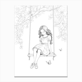 Line Art Inspired By The Swing 7 Canvas Print