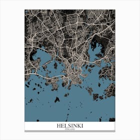 Helsinki Black Blue Canvas Print